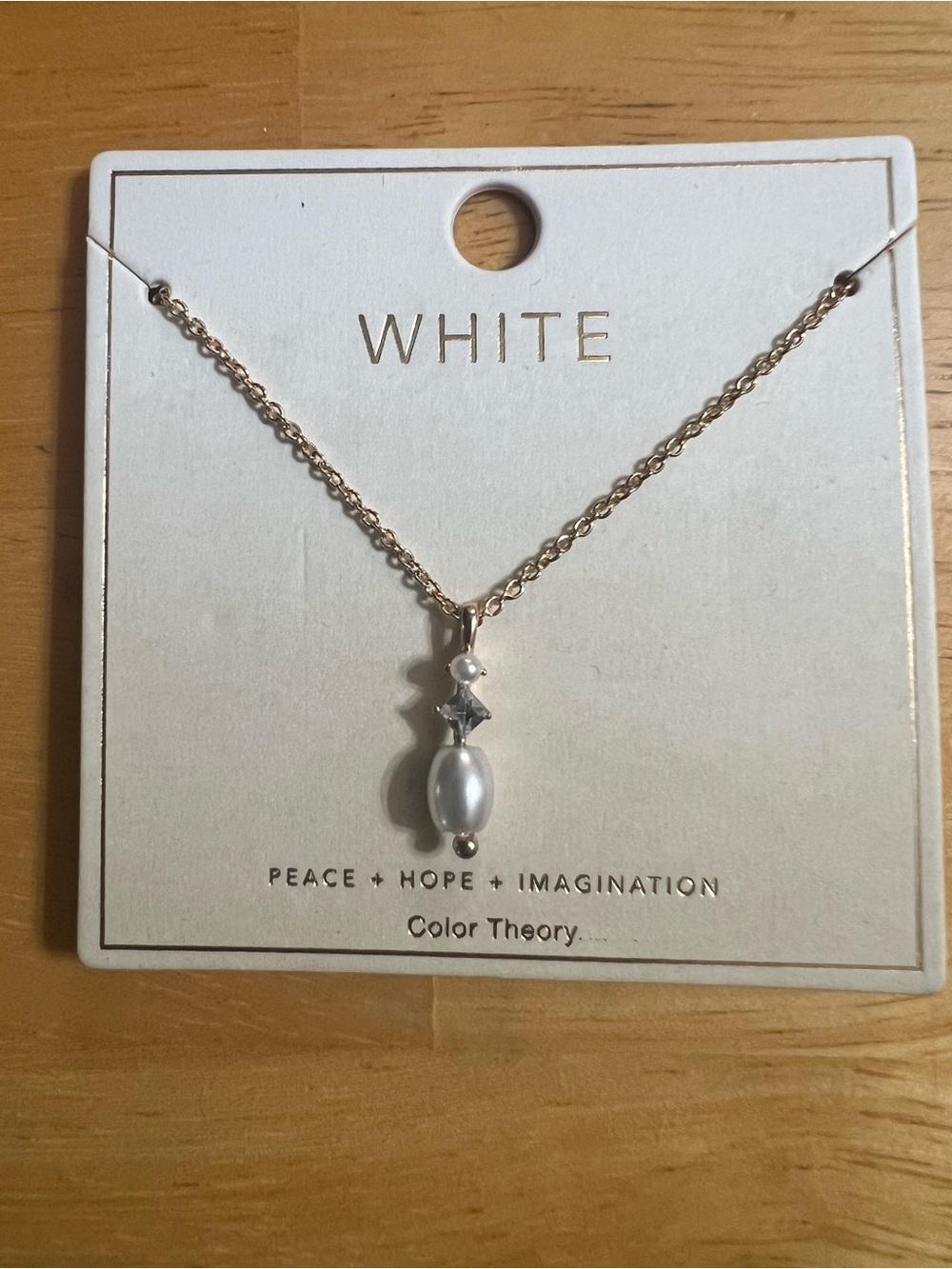 White Pearl Pendant Necklace - Gold Chain